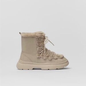 ZARA Kids Beige Faux Fur Ankle Boots Size 12.5